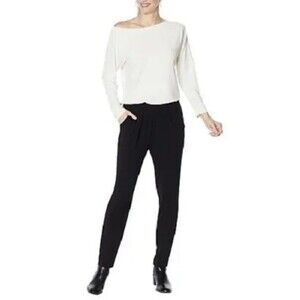 New Brittany Humble Off-Shoulder Jumpsuit White & Navy Size Large